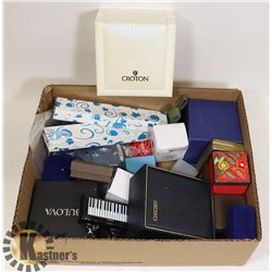 FLAT OF JEWELRY & WATCH BOXES INCL SEIKO BOX