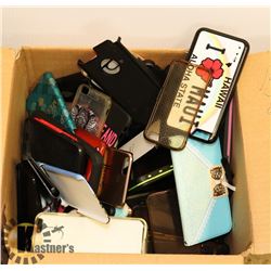 BOX OF 100 ASSORTED CELLPHONE CASES.