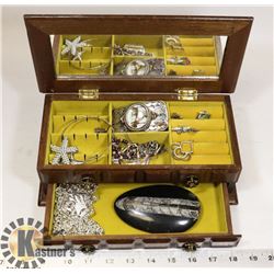 VINTAGE JEWELRY BOX FULL OF ASSORTED  VINTAGE