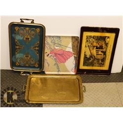 FLAT OF VINTAGE TRAYS AND MORE