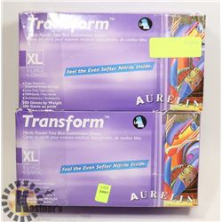 LOT OF 2 TRANSFORM XL NITRILE EXAMINATION GLOVES.