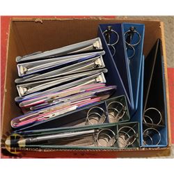 BOX OF ASSORTED BINDERS & CLIP BOARDS