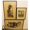 Image 1 : LOT OF 3 WOOD-FRAMED PICTURES
