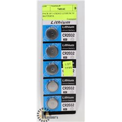PACK OF 5 CR2032 LITHIUM 3V BATTERYS