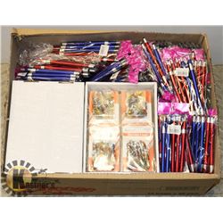 LOT OF PENS AND TACKS.