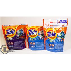 3 BAGS OF TIDE PODS.