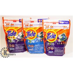 3 BAGS OF TIDE PODS.