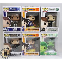 LOT OF 6 ASSORTED FUNKO POP VINYL FIGURES.