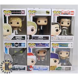 LOT OF 6 ASSORTED FUNKO POP VINYL FIGURES.