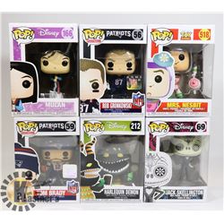 LOT OF 6 ASSORTED FUNKO POP VINYL FIGURES.