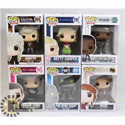 LOT OF 6 ASSORTED FUNKO POP VINYL FIGURES.