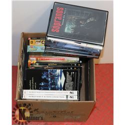 BOX OF APPROX 50 DVDS INCL SOPRANOS, HARRY POTTER,