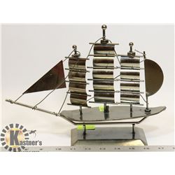 CHROME METAL SAIL SHIP.