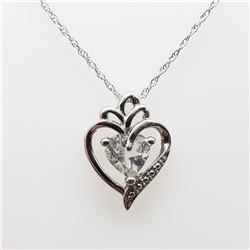 SILVER WHITE TOPAZ HEART NECKLACE