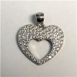SILVER CUBIC ZIRCONIA HEART NECKLACE