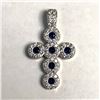 Image 1 : SILVER SAPPHIRE CROSS CZ NECKLACE