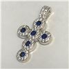 Image 2 : SILVER SAPPHIRE CROSS CZ NECKLACE