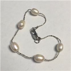 SILVER FRESHWATER PEARL BRACELET