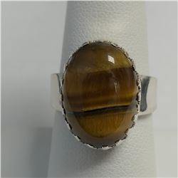 SILVER TIGER EYE RING