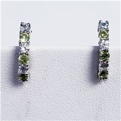 SILVER NATURAL PERIDOT CZ EARRINGS