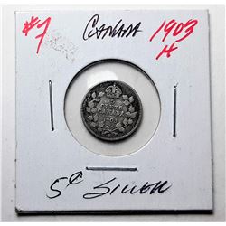 17)  CANADIAN 1903H 5 CENT SILVER