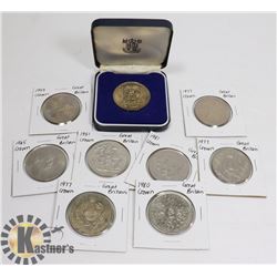 1951-1980 LOT OF VARIOUS 1 CROWN WORLD COINS