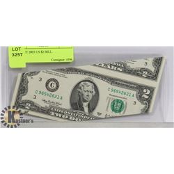 MISCUT 2003 US $2 BILL.