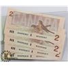 Image 1 : LOT OF 4 CANADIAN 1986 SEQUENTIAL 2 DOLLAR BILLS.