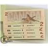Image 1 : LOT OF 4 CANADIAN 1986 SEQUENTIAL 2 DOLLAR BILLS.