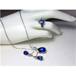 12)  SUITE OF SILVER TONE AND BLUE