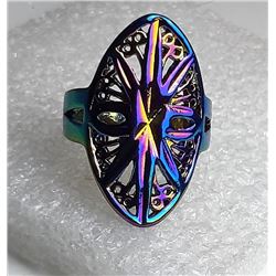 7)  RAINBOW TITANIUM OPEN WORK OVAL