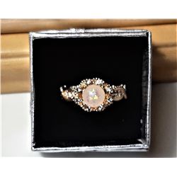 1)  LAB CREATED WHITE FIRE OPAL IN GOLD