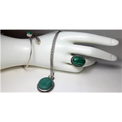 15)  SUITE OF NATURAL MALACHITE AND