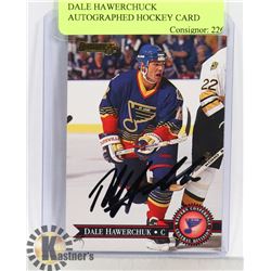 DALE HAWERCHUCK AUTOGRAPHED HOCKEY CARD (DONRUSS)
