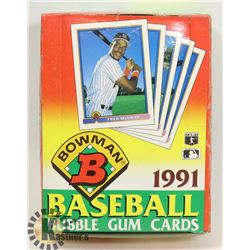 BOX OF 1991 BOWMAN BASEBALL CARDS