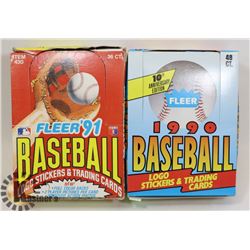 2 BOXES OF FLEER BASEBALL CARDS 1990 & 1991
