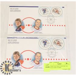 2 FIRST DAY ISSUE 50TH NHL ALL STAR GAME STAMPS.