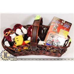 BASKET OF ASSORTED COLLECTIBLES