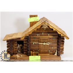 LOG HOUSE MANTLE CLOCK.