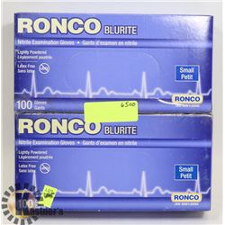 LOT OF 2 BLURITE NITRILE EXAMINATION GLOVES SZ SML