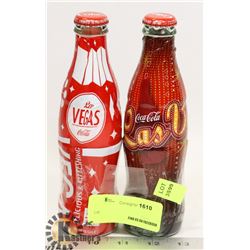 2 COLLECTIBLE COCA-COLA GLASS BOTTLES W/ COKE