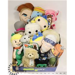 FLAT OF ASSORTED STUFFED ANIMALS.