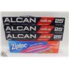 Image 1 : BAG OF ALCAN ALUMINUM FOIL  & ZIPLOC STORAGE BAGS