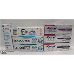 BAG OF ASSORTED TOOTHPASTES INCL: CREST