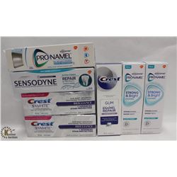 BAG OF ASSORTED TOOTHPASTES INCL: CREST