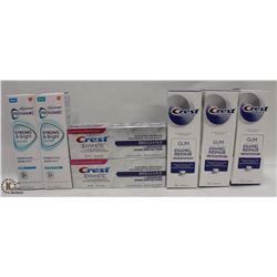 BAG OF ASSORTED CREST & SENSODYNE TOOTHPASTE