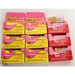 9 PACKS OF PEPTO BISMOL CHEWABLES TO-GO BOTTLES