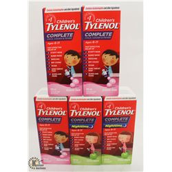 5 BOTTLES OF CHILDREN'S TYLENOL COLD MEDICINE