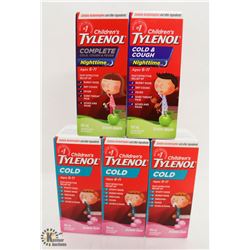5 BOTTLES OF CHILDREN'S TYLENOL COLD MEDICINE
