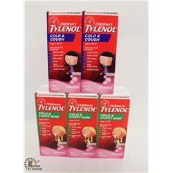 5 BOTTLES OF CHILDREN'S TYLENOL COLD MEDICINE